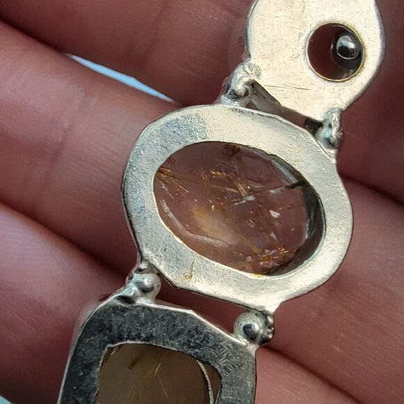 Necklace Pendants Rutilated Quartz & Smoky Quartz in Handmade Sterling Silver - Picture 5 of 10